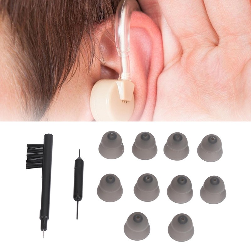 10pcs Black Silicone Double Layer Closed Domes Ear Tips with