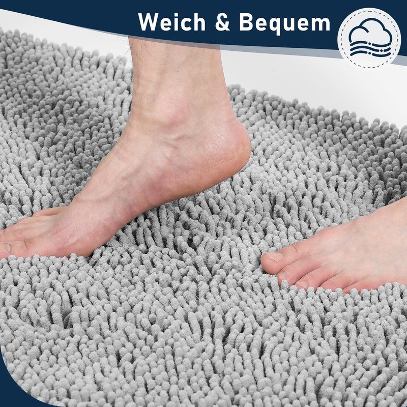 INYEEXUP Chenille Bath Mat, Non-Slip, Washable, Bathroom Rug, 40 x