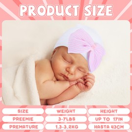 Cuffbow 4 Pcs Preemie Hats Bow Cap Warm Hospital Premature Baby Cotton Beanie for Premature Boy Girl Newborn 3-7 Lbs Infant(Pastel Color)
