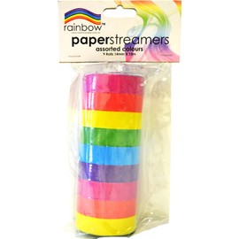 Rainbow 2 Sided Colour Paper Streamers 9 Rolls, 15 Meter x 14 mm