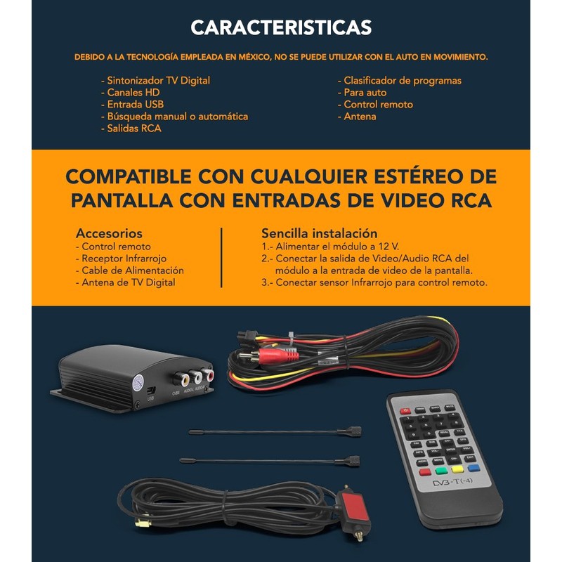 GADGET-STYLE Sintonizador De TV Digital para Autoestereo HD Antena Tunner