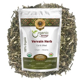 Organic Way Vervain Herb (Verbena officinalis) Cut and Sifted | Herbal Tea | Wild-Crafted | Non-GMO & Gluten Free | Resealable Bag | Raw from Albania (4 Oz)