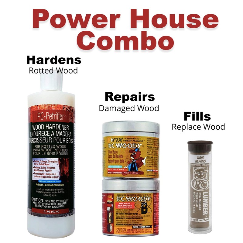 PC Products 84113 Rotted Wood Repair Kit, Water-Based Hardener, Epoxy