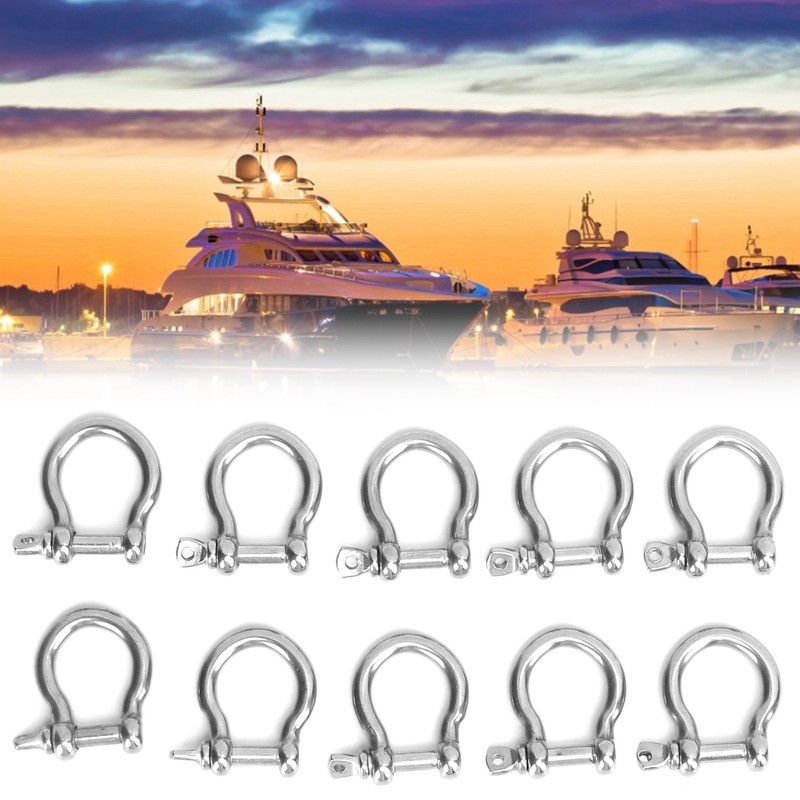 10pcs Bow Shackle Stainless Steel High Hardness D-Ring Anchor for