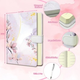 DWIYITTN Floral Notebook for Girls, Gifts for Teens Hardcover Girls Journal with Pen and Magnetic Buckle Closure 192 Pages 19x13.5cm Lined Undated Diary