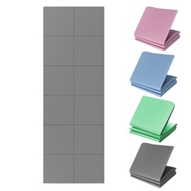 Foldable Yoga Mat for Travel & Home Workouts, Lightweight & Non-Slip TPE – Ideal for Yoga, Pilates, Stretching & Floor Exercises – Folding Exercise Mat for Women & Men (Grey, M: 72" x 24" x 0.24")