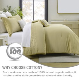 Beige King Size Comforter Set - Premium 100% Cotton 3 Pieces Lightweight Bedding Comforter Set Includes 2 Pillow Shams, Solid Color Design,Pleated Design， Soft and Hypoallergenic Bedding.