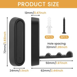 QOTSTEOS 4pcs Folding Wall Hook-Heavy Duty Elliptical Foldable Coat Hook, Robe Purse Hooks Non-Slip Wall Hanger for Bathroom Kitchen Hanging Coat Bags Backpack Towel Hat, Bag Holders(Color:Black)