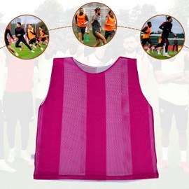 Sterling Sports 10 X Pack Football Training Bibs with Double Sided - Quick Dry Training Bibs For Football, Soccer, Cricket, Hockey & Basketball (PInk/White, Youth (Small, Medium & Large men))