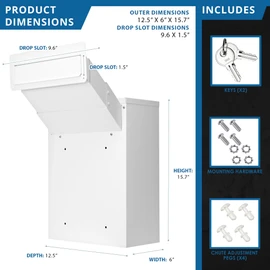 Barska Through-The-Wall Mail Drop Box with Adjustable Chute with Key Lock, for Home & Office Document Cash Deposit Retrieval