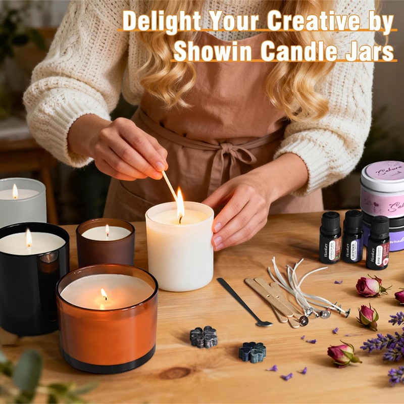 SHOWIN 14 OZ Thick Candle Jars for Making Candles 12