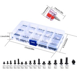 M2 M2.5 M3 Micro Assorted Screws, Self-Tapping Screw Set, Flat Round Pan Head Screws, Laptop Computer Repair Screws Kit, Countersunk Electronic Screws Kits Accessories-450 Pcs, with Screwdriver