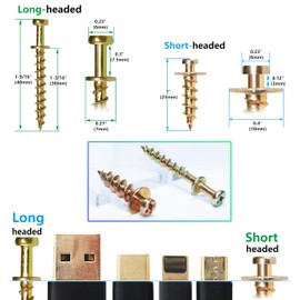 laffeya Picture Hanging Screws, 4-in-1 Bear Claw Screw for Various Framed Items, Easy to Use for Hanging Pictures, Posters, Clocks (Gold, 0.8+1.1 Long)