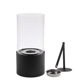 JHY DESIGN バイオエタノール暖炉 高さ26cm メタル 持ち運び便利 ポータブルファイヤピット クリーン燃焼 卓上 エタノール暖炉 煙出ない屋内・屋外両用 キャンプ 誕生日 お引越し 新築祝い(ブラック)