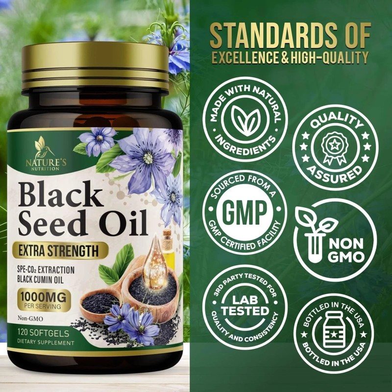 Black Seed Oil 1000mg Softgels Nigella Sativa Pure Premium