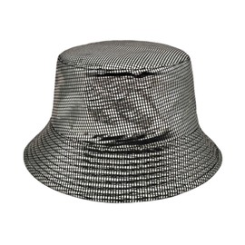 Hybursky Shiny Metallic Bucket Hat for Festival Party Reversible Packable Bucket Hats Waterproof Rain Sun Cap for Women Men Beach Fisherman Hats Hiking Outdoor(Black)