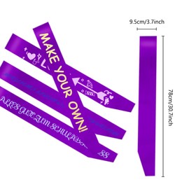 DIY Plain Satin Sash, Blank Satin Sashes, Pack of 12 Sash Bride, Birthday Sash, Team Bride Sash, Birthday Sash for Women, Hen Night Party Sashes, Neutral Sash Mothers, Bride Sash, Purple