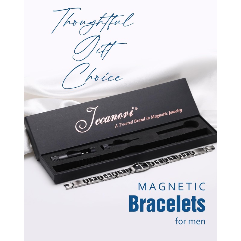 Jecanori Magnetic Bracelets for Men - Titanium Steel Cross Design,