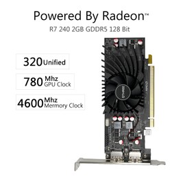 QTHREE AMD Radeon R7 240 2GB Graphics Card,Dual HDMI,GDDR5,128 Bits,Low Profile Video Card for PC Gaming,Computer GPU,PCI Express x8 3.0,DirectX11,Low Power