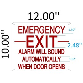 BUILDINGSIGNS.COM EMERGENCY EXIT ALARM WILL SOUND AUTOMATICALLY WHEN DOOR OPENS SIGN-REF24-102