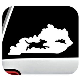 State of Kentucky Beagle Chasing Rabbit Hunting Decal Sticker for Car Window