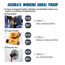 Runleader Digital Vibration Activated Hour Meter for Maintenance,Cordless Signal Detect for Garden Tractor Generator Compressor Motorcycle ATV Boat etc.