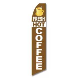 Fresh Hot Coffee Swooper Flag ADVERTISING FEATHER SWOOPER BOW BANNER FLAG