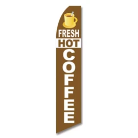 Fresh Hot Coffee Swooper Flag ADVERTISING FEATHER SWOOPER BOW BANNER FLAG