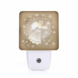 Chrobak LED Night Light,Star Sky Snowflake Glowing Angel LED Night Light Plug into Wall with Dusk to Dawn Light Sensor White Energy Efficient Nightlight for Bedroom Bathroom Hallway LivingRoom Kitchen