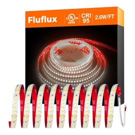 FluFlux LED Strip Lights Cool White 4000K, 24V High Efficacy Tape, 160LED/m, UL Listed, CRI95, Dimmable, 8 LEDs Cuttable, VHB Adhesive Equipped, 16.4FT for Accent, Ambient Lighting (NO Power Supply)