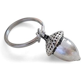 JewelryEveryday Elongated Silver Acorn Keychain - Peter Pan's Kiss