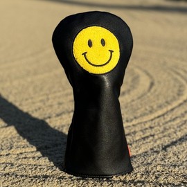 Funny Happy Smile Emoji Driver Headcovers - Smiley Face Club Covers for Golf Clubs, with Rubber Magnet for Secure Positioning and Quick Access, Magnetic Golf Accessories, Madson Golf (Driver - Black)