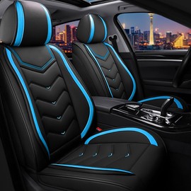 CTDS Car Seat Covers for Ford Bronco 2021-2026, Stylish Sport Seat Cover, Premium Nappa Leather Car Seat Cover. Automobile Seat Covers Sets.(Standard 2 Seats/Black Blue)