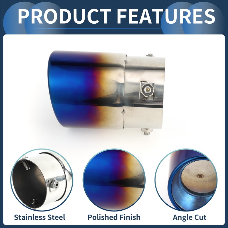 INFINAUTO Roll Edge Exhaust Tip Rear 3.1" Inlet 3.5" Outlet