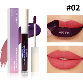 Brillo labial despegable para mujer, color morado de larga duración, resistente al agua, sin transferencia, cómodo de usar, maquillaje diario y regalo para adolescentes y amantes de la belleza (# 02)
