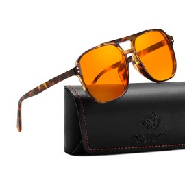 FEISEDY Amber Blue Light Glasses for Computer Gaming Anti Eyestrain Sleep Glasses G2835 Tortoise