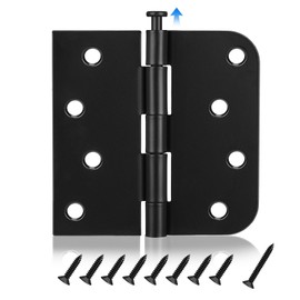 4in Black Door Hinges 3 Pack Interior and Exterior Door Hinges Black Matte 4 x 4 Inch with Square and 5/8" Radius Corner, Removable Pin, Iron Material