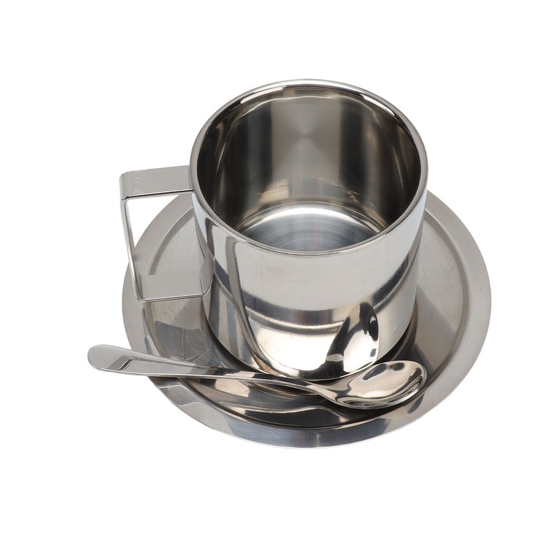 Stainless Steel Coffee Cup Set Double Walled Rustproof Modern Latte