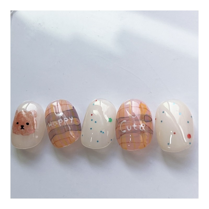 Autumn check bear - Oval / 가을체크곰돌이 - 오벌