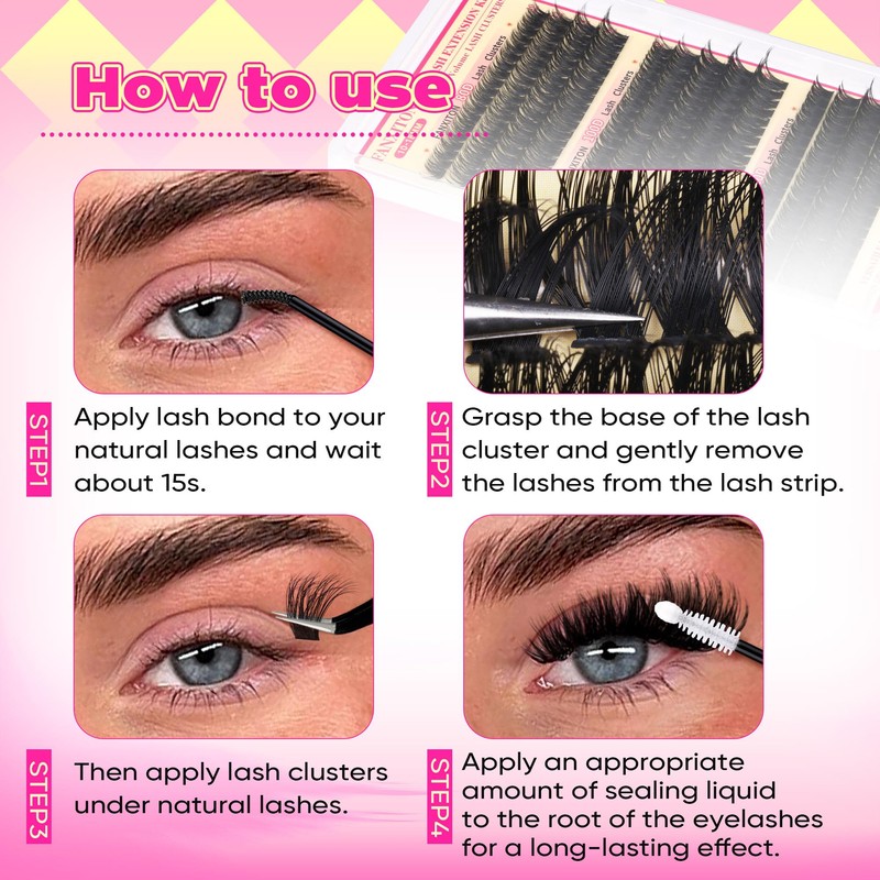 Lash Clusters Thick Wispy Lash Clusters D Curl 80D+100D+120D Eyelash