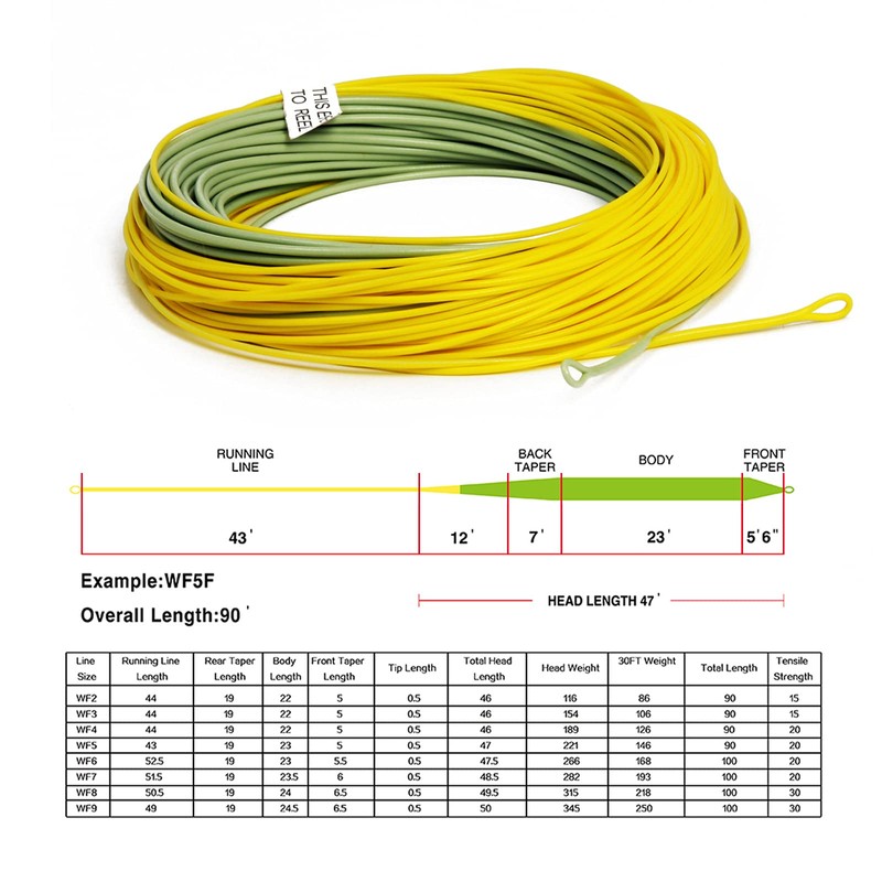 ANGLER DREAM Gold Fly Line 90FT Weight Forward Floating 7WT