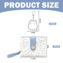 1 Piece Cat Purse and 1 Piece Cartoon Cat Pendant Cute Purse Girls Purse PU He Purse, blue, Unit size, Modern