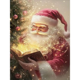 Bowetile Diamond Painting Kit Completo Babbo Natale, Pittura 5D Diamante Babbo Natale Fai da Te per Adulti , Principianti con Strass Ricamo a Punto Croce, Decorazione Casa e Pareti 30x40 cm