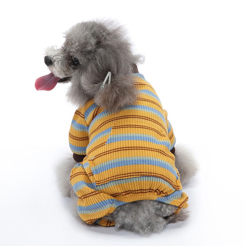 Striped Dog Pajamas Soft Stretchy Warm 4 Legged Puppy Jumpsuit