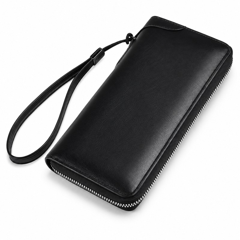 Long Zip-Around Leather Wallet for Daily Carry – Dual-Zipper Card