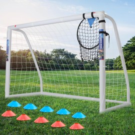 Hokicyos Soccer Goal for Backyard 6×4, 8×6 and 10×6.5 Soccer Goals with Soccer Target Net and Mark Cones, Weatherproof Soccer Goals with One Carry Bag and Net for Adults' Practice or Training