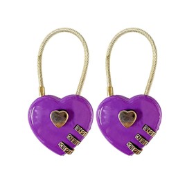 LITAITAI Heart Shaped Password Lock, Purple Love Lock with Combination, Cute Decorative Lock for Luggage, Jewelry Box, Diary, Gift Box - Suitable for Home, Travel, Valentine's Day Gift (2 Pack Purple)