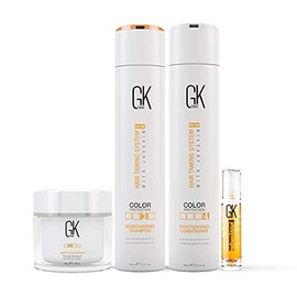 GK Hair Global Keratin Moisturizing Shampoo And Conditioner 300ml With Deep Conditioner Masque 200G And Free Argan Oil Serum 10ml For Dry Frizzy Damaged Hair - Sulfate And Paraben Free