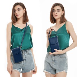 nuoku Small Crossbody Bags for Women, Mini Cell Phone Purse, Removable Rfid Blocking Card Holder, Navy Blue