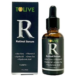 Suero facial de Retinol con te verde, aceite de jojoba, aloe vera, acido hialuronico y vitamina E